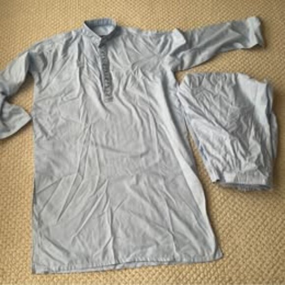 Gently used super soft Boys blue Kameez and shalwar set - Picture 1 of 3
